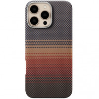 Чехол Carbon Kevlar MagSafe для iPhone 16 Pro Max Sunset Ring Gold